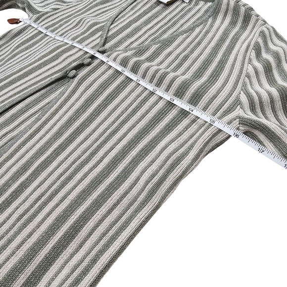 House of Harlow 1960 Revolve Y2K Metallic Green Striped Cardigan Fairy Small - Picture 9 of 10